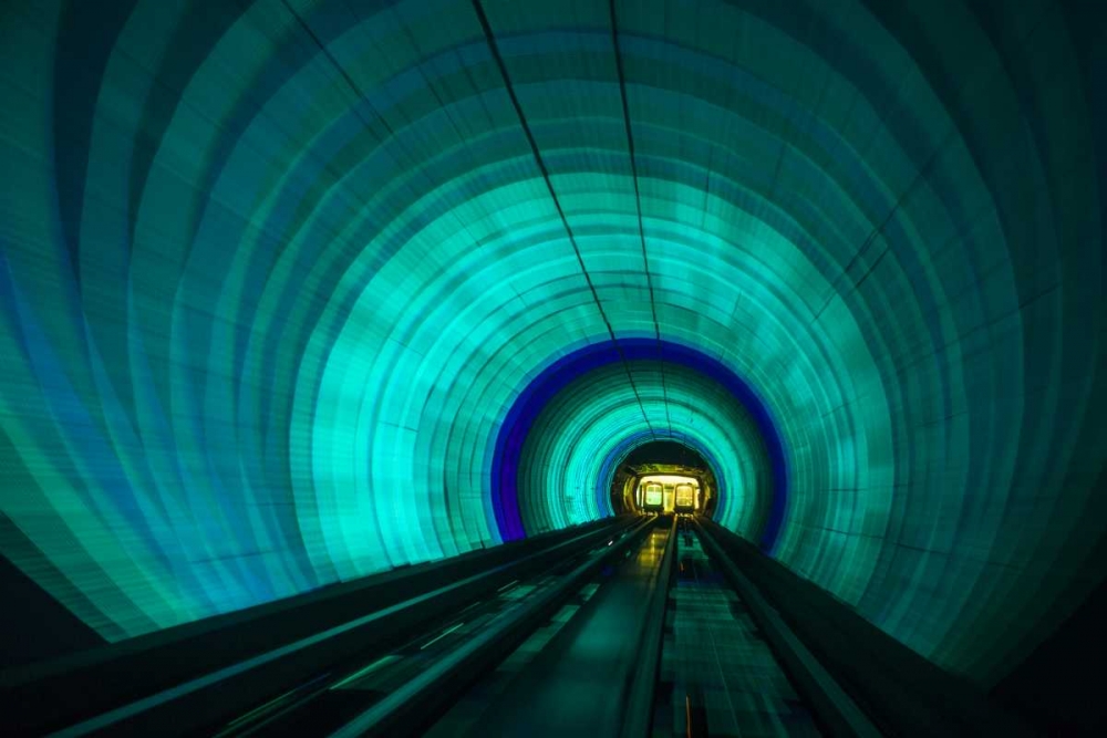 Singapore Colorful railroad tunnel under a river